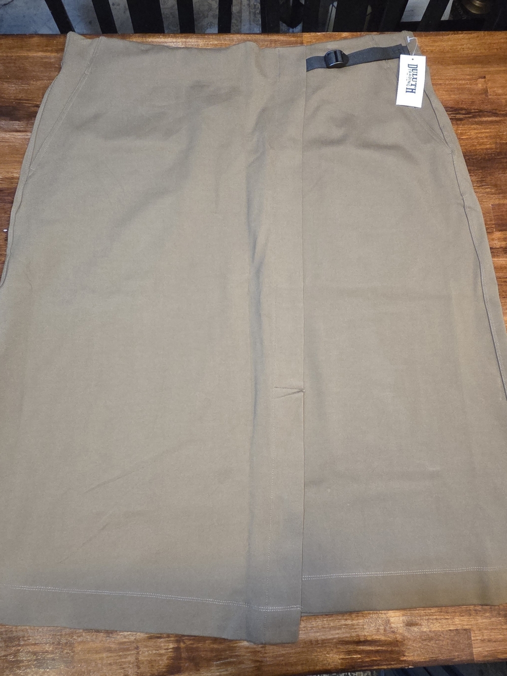 Duluth Trading Co Ponte Pro Midi Skirt Sand Brown SZ XXL Gorpcore Office Granola
